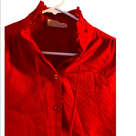 Vintage Ruffle Blouse by Miss Tee β Made in Canada π¨π¦ (Size M/L, Red) - Picture 6 of 7